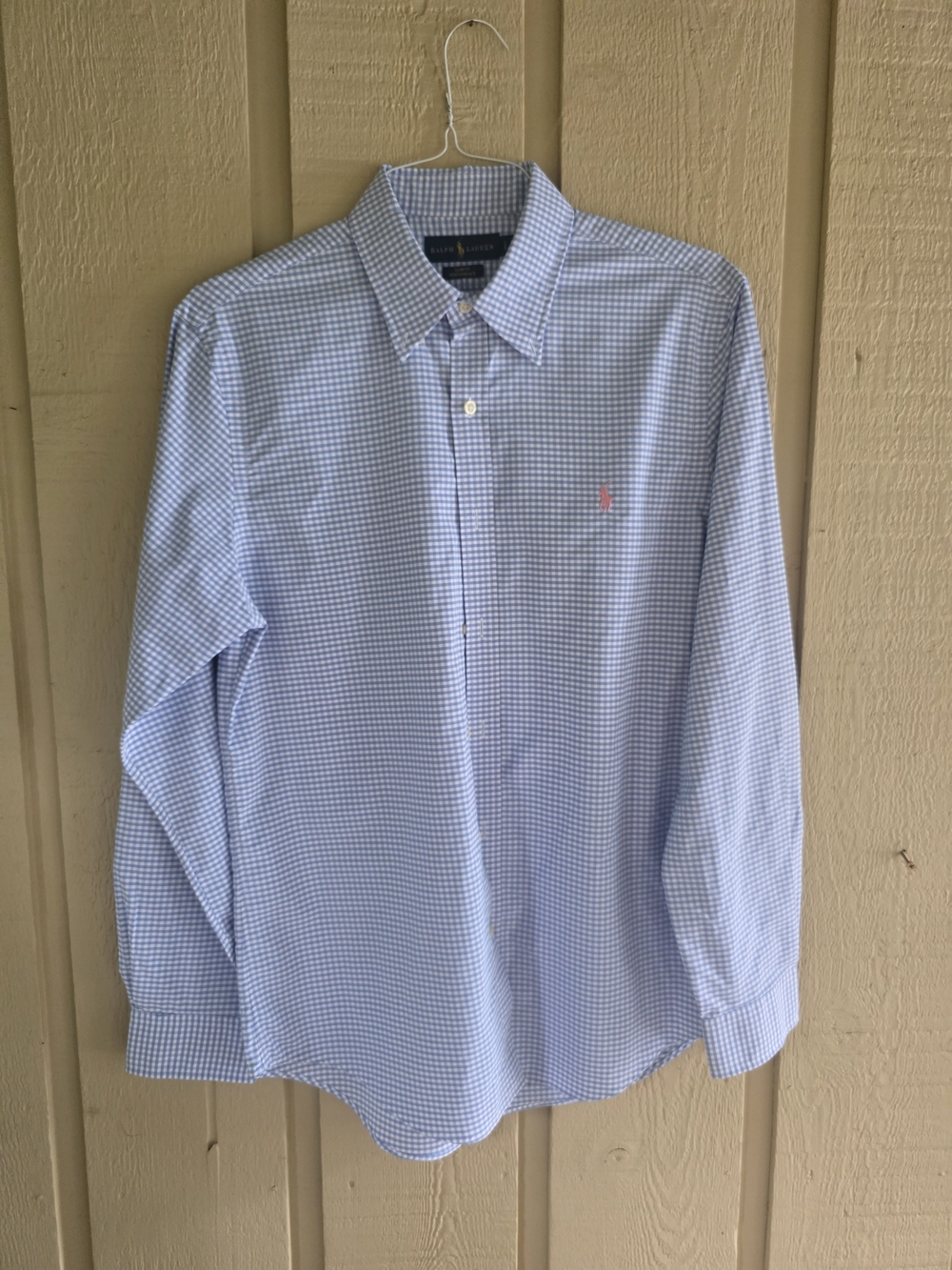 Ralph Lauren Light Blue Gingham Long-Sleeve Dress Shirt